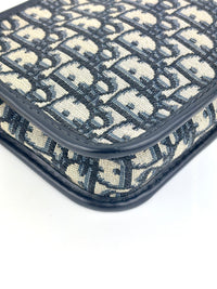 Navy Oblique Diorquake Clutch with Long Strap