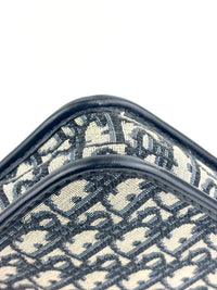 Navy Oblique Diorquake Clutch with Long Strap