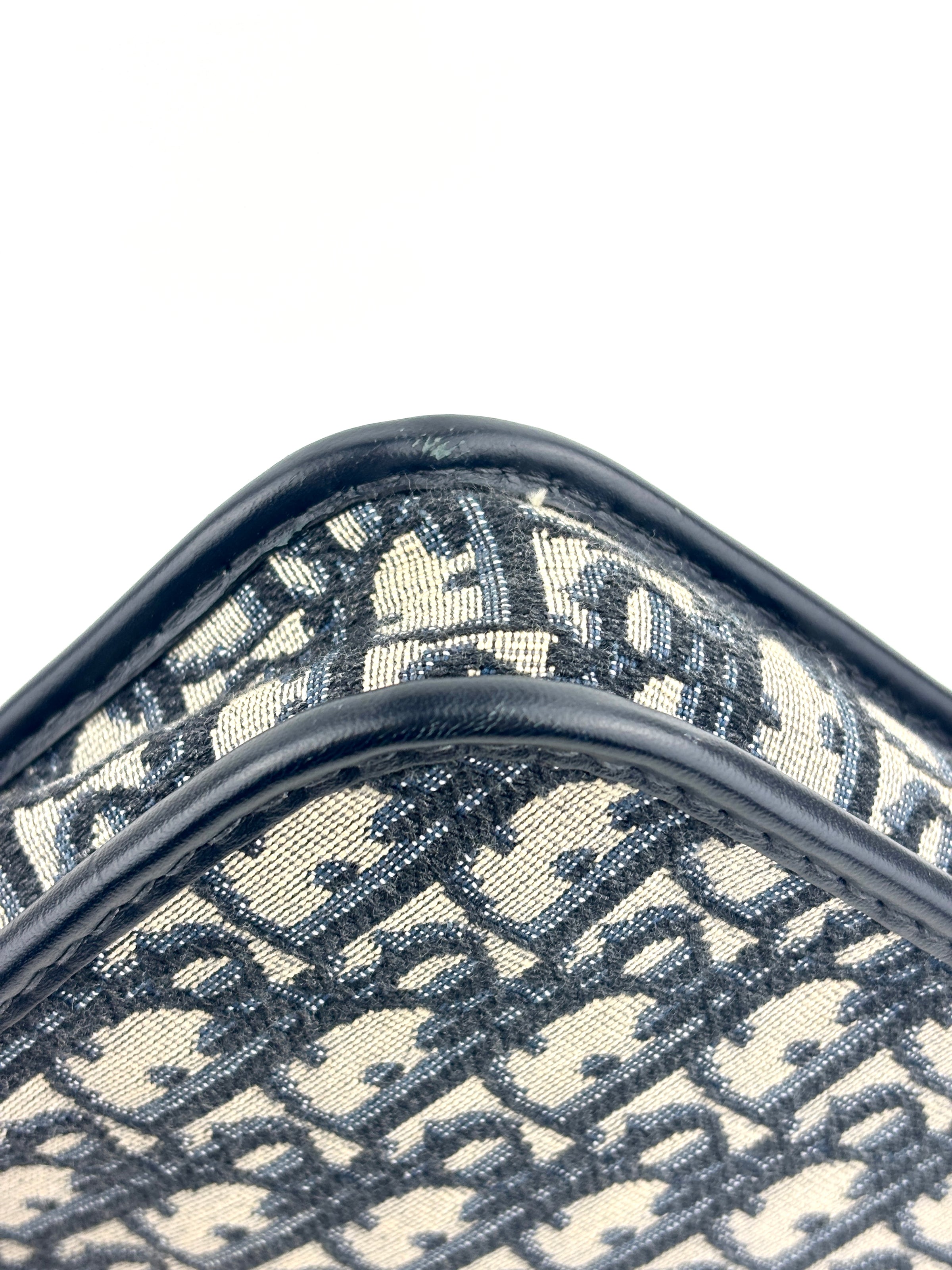 Navy Oblique Diorquake Clutch with Long Strap
