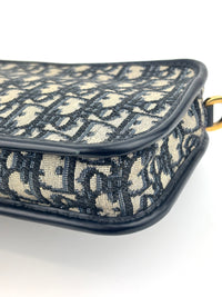 Navy Oblique Diorquake Clutch with Long Strap