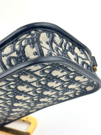 Navy Oblique Diorquake Clutch with Long Strap