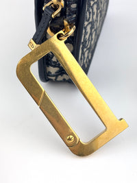 Navy Oblique Diorquake Clutch with Long Strap