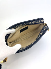 Navy Oblique Diorquake Clutch with Long Strap