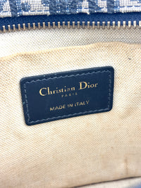 Navy Oblique Diorquake Clutch with Long Strap