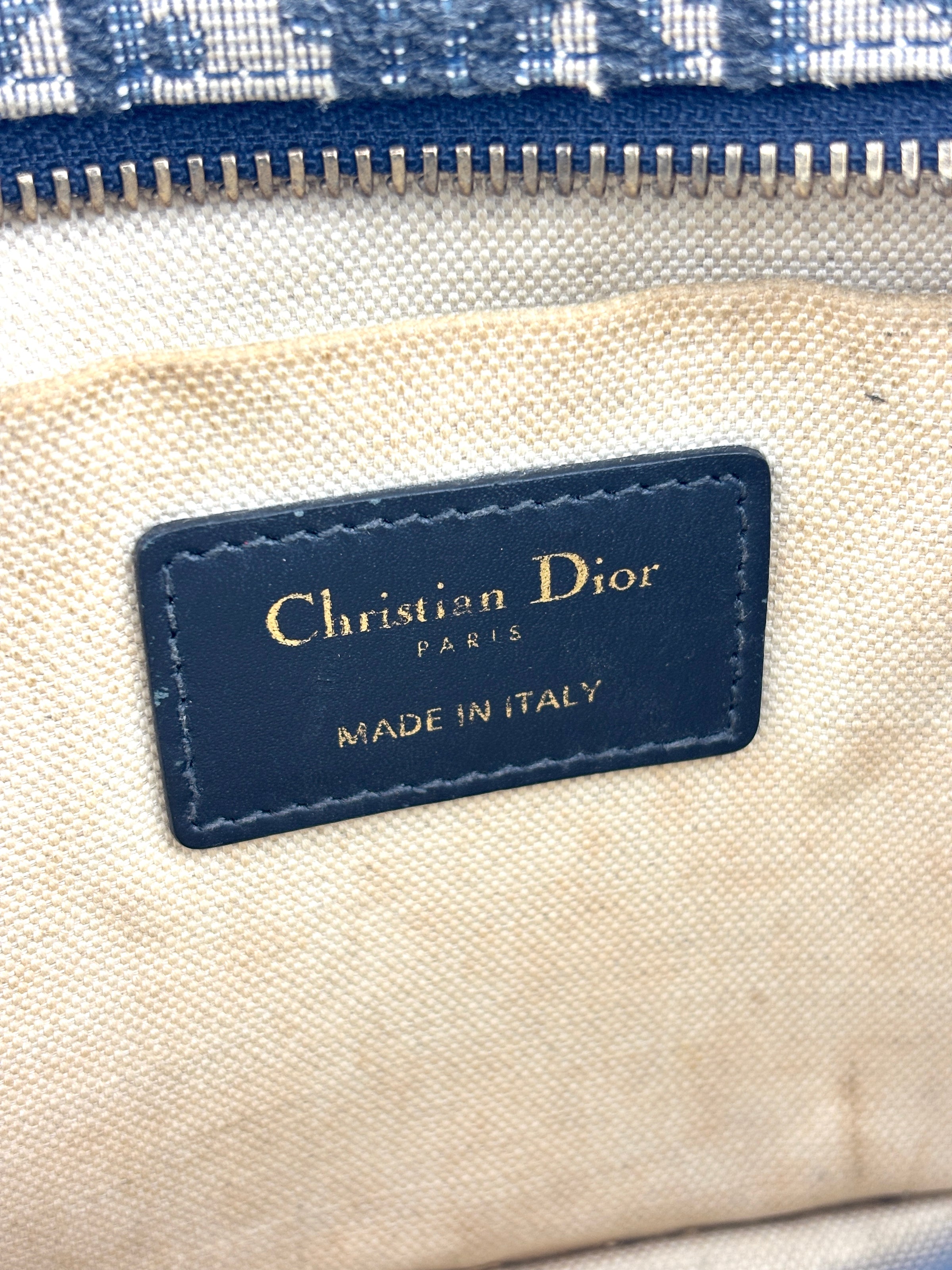 Navy Oblique Diorquake Clutch with Long Strap