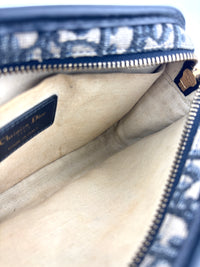 Navy Oblique Diorquake Clutch with Long Strap