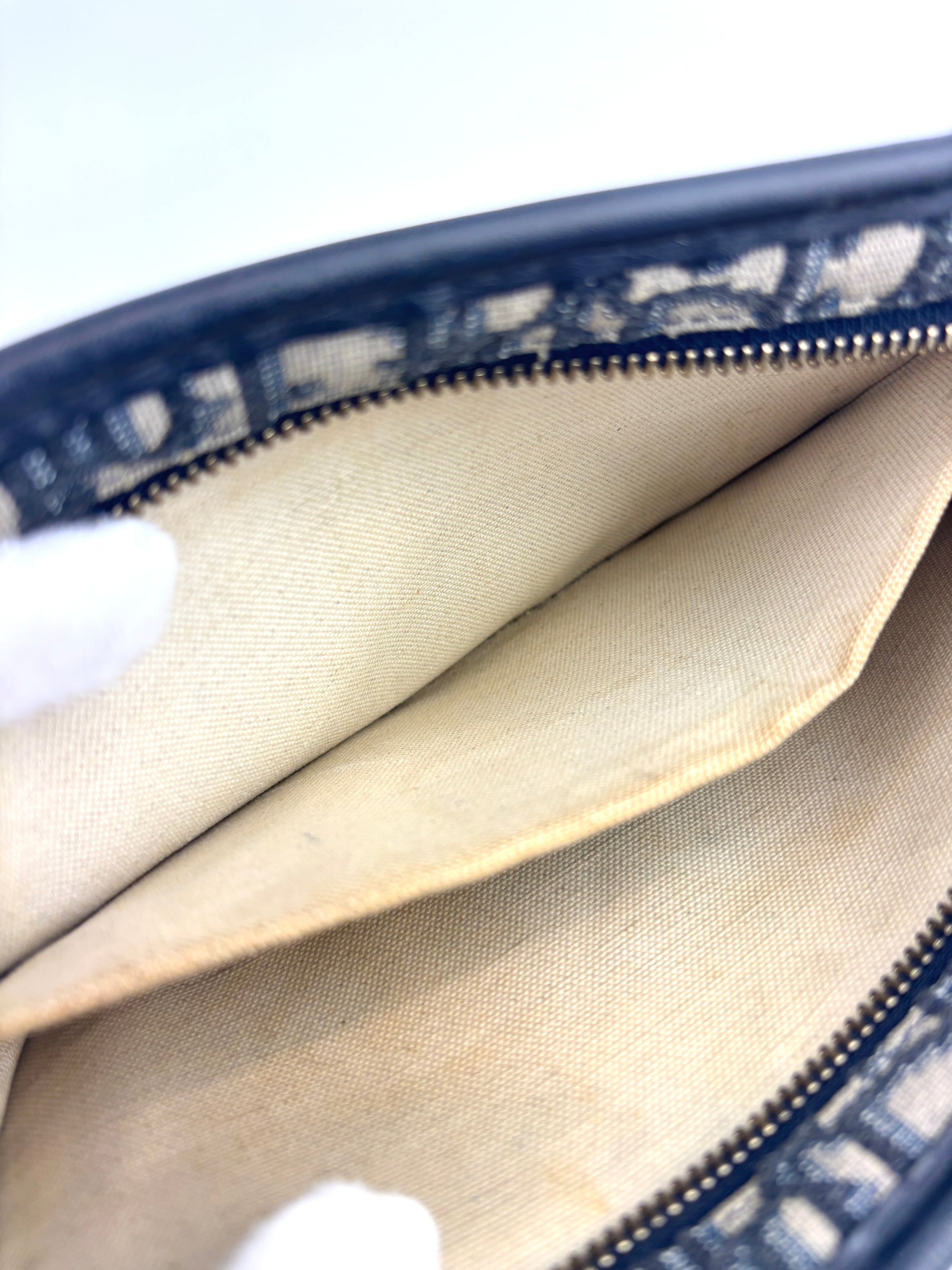 Navy Oblique Diorquake Clutch with Long Strap