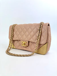 Beige Paris-Cosmopolite Rock the Corner Flap Bag Matte GHW