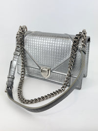 Medium Diorama Bag Silver Metallic Micro Cannage