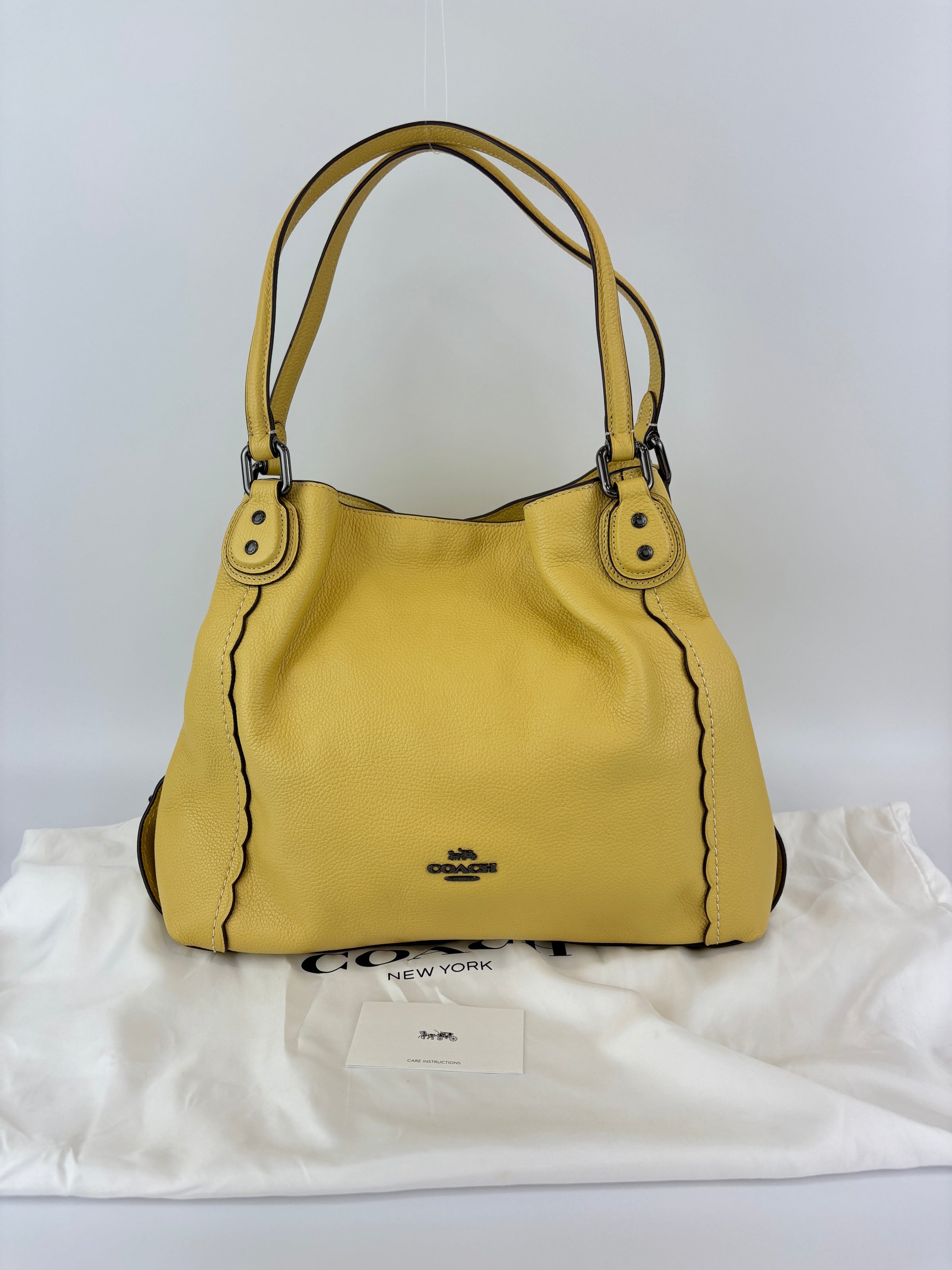 29800 Scalloped Edie 31 in Sunflower Yellow Pebble Leather
