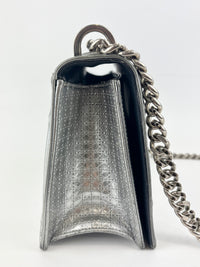 Medium Diorama Bag Silver Metallic Micro Cannage