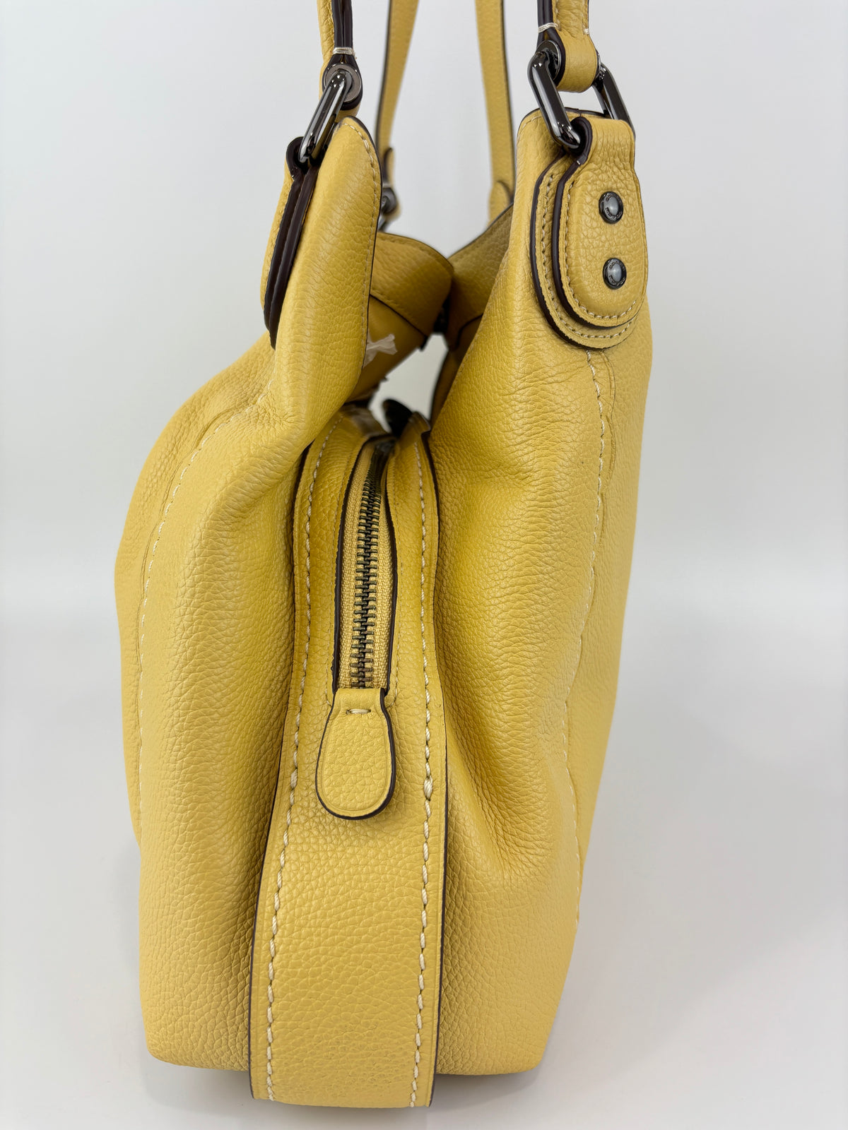 29800 Scalloped Edie 31 in Sunflower Yellow Pebble Leather