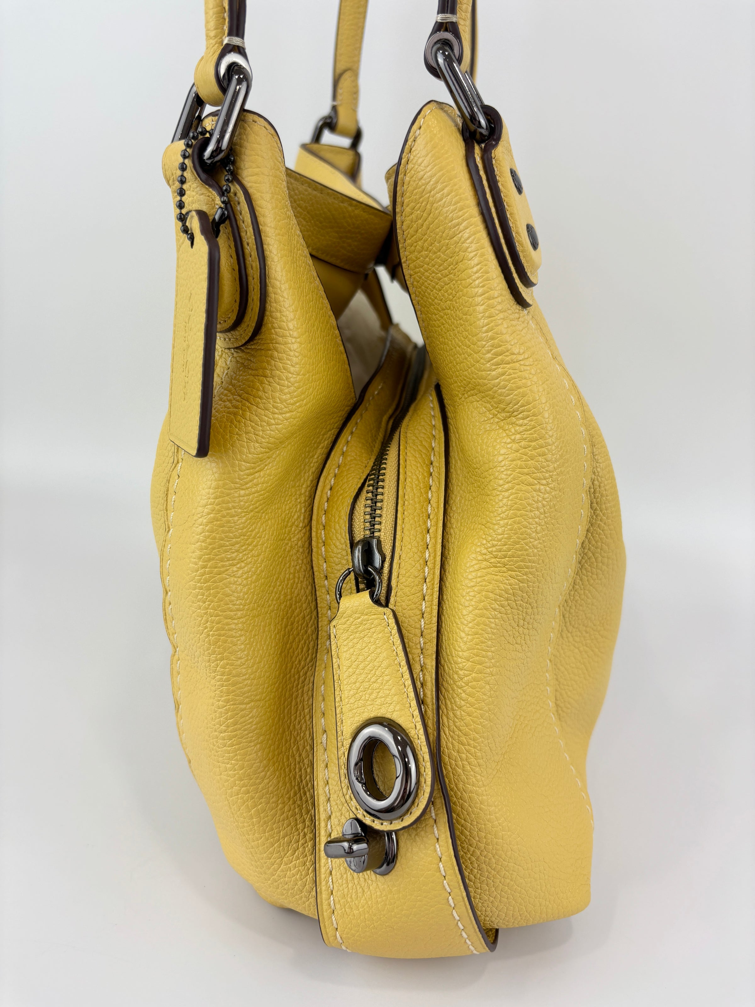 29800 Scalloped Edie 31 in Sunflower Yellow Pebble Leather
