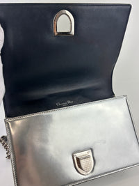 Medium Diorama Bag Silver Metallic Micro Cannage