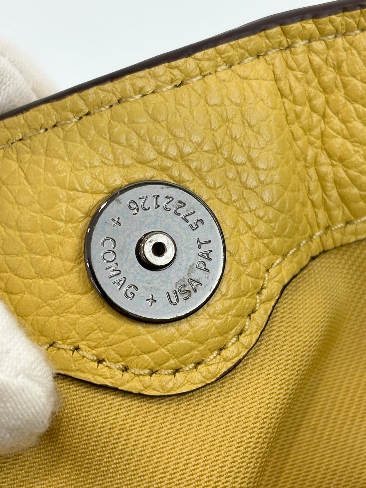 29800 Scalloped Edie 31 in Sunflower Yellow Pebble Leather