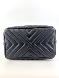 Small Chevron Urban Spirit Drawstring Bucket Bag Black Calfskin SHW - Glampot