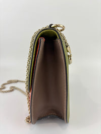 Rockstud Medium Glam Lock Flap Bag in Green / Orange / Brown