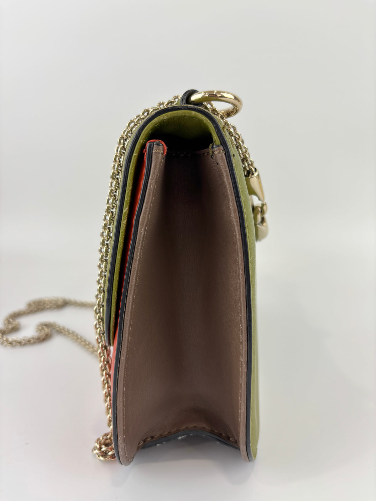 Rockstud Medium Glam Lock Flap Bag in Green / Orange / Brown