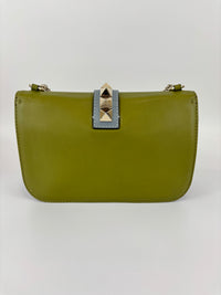 Rockstud Medium Glam Lock Flap Bag in Green / Orange / Brown