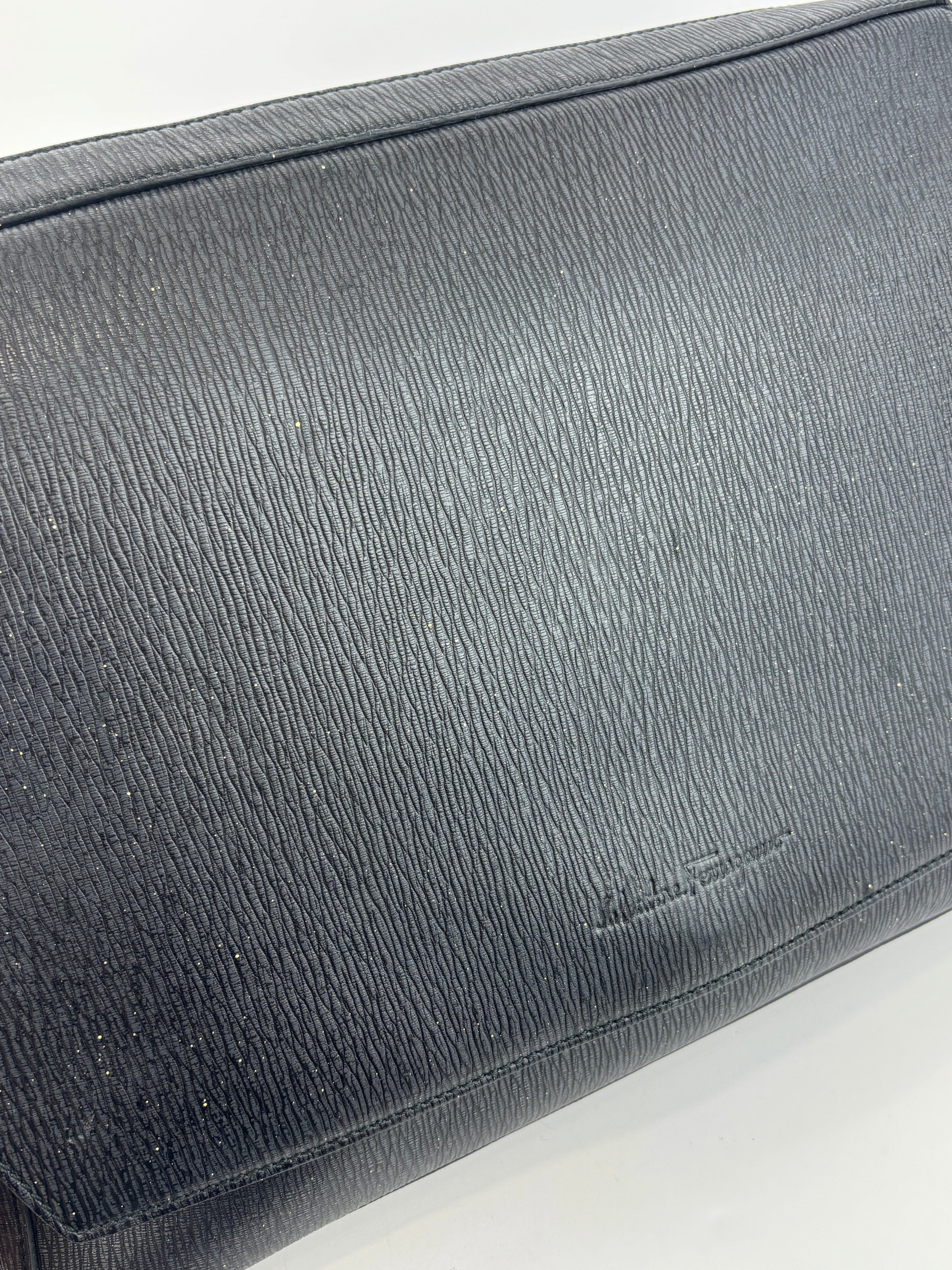 EO-24 0485 Black Textured Leather Briefcase / Laptop Bag