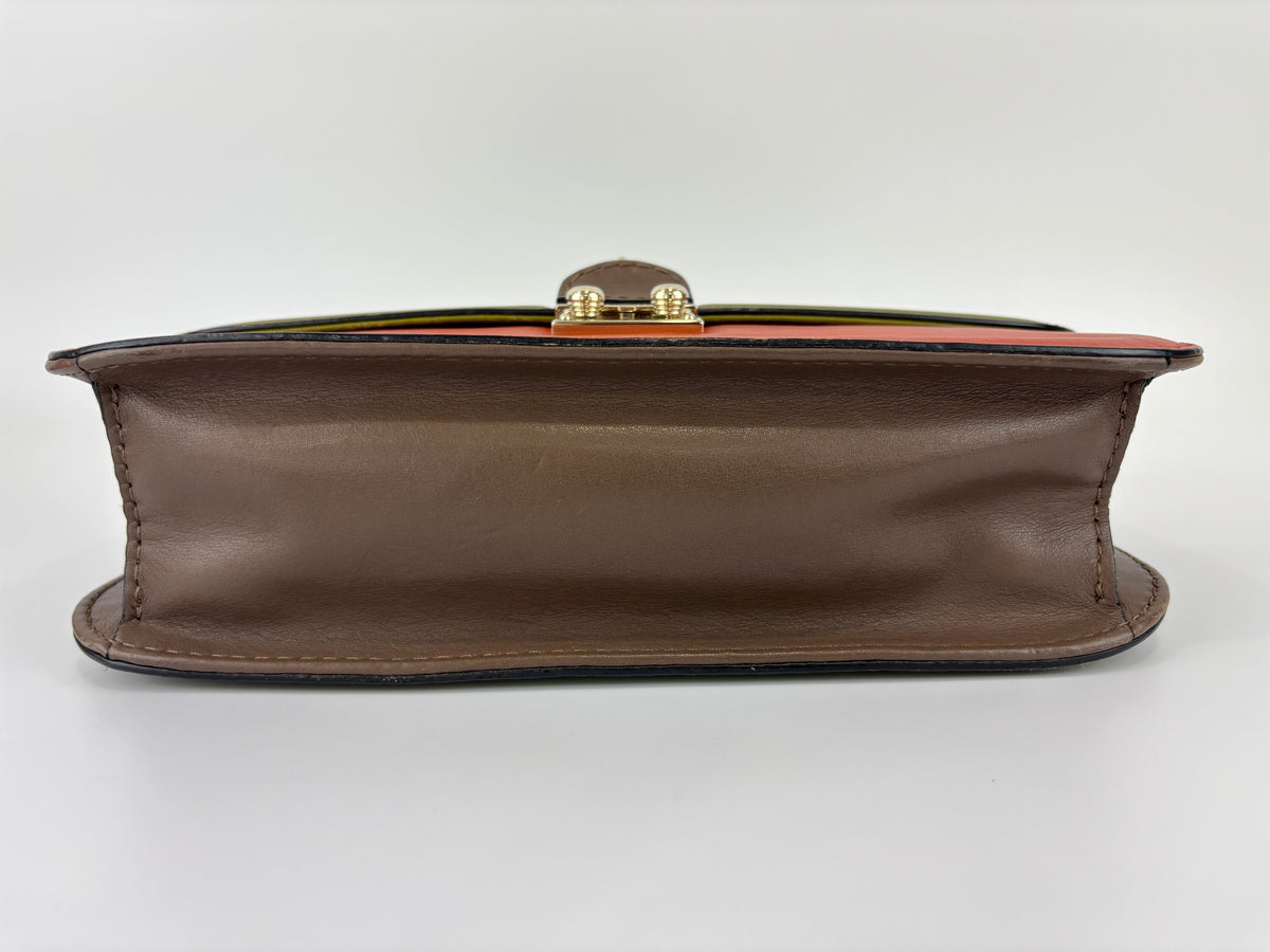 Rockstud Medium Glam Lock Flap Bag in Green / Orange / Brown