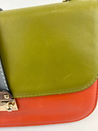 Rockstud Medium Glam Lock Flap Bag in Green / Orange / Brown