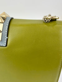 Rockstud Medium Glam Lock Flap Bag in Green / Orange / Brown