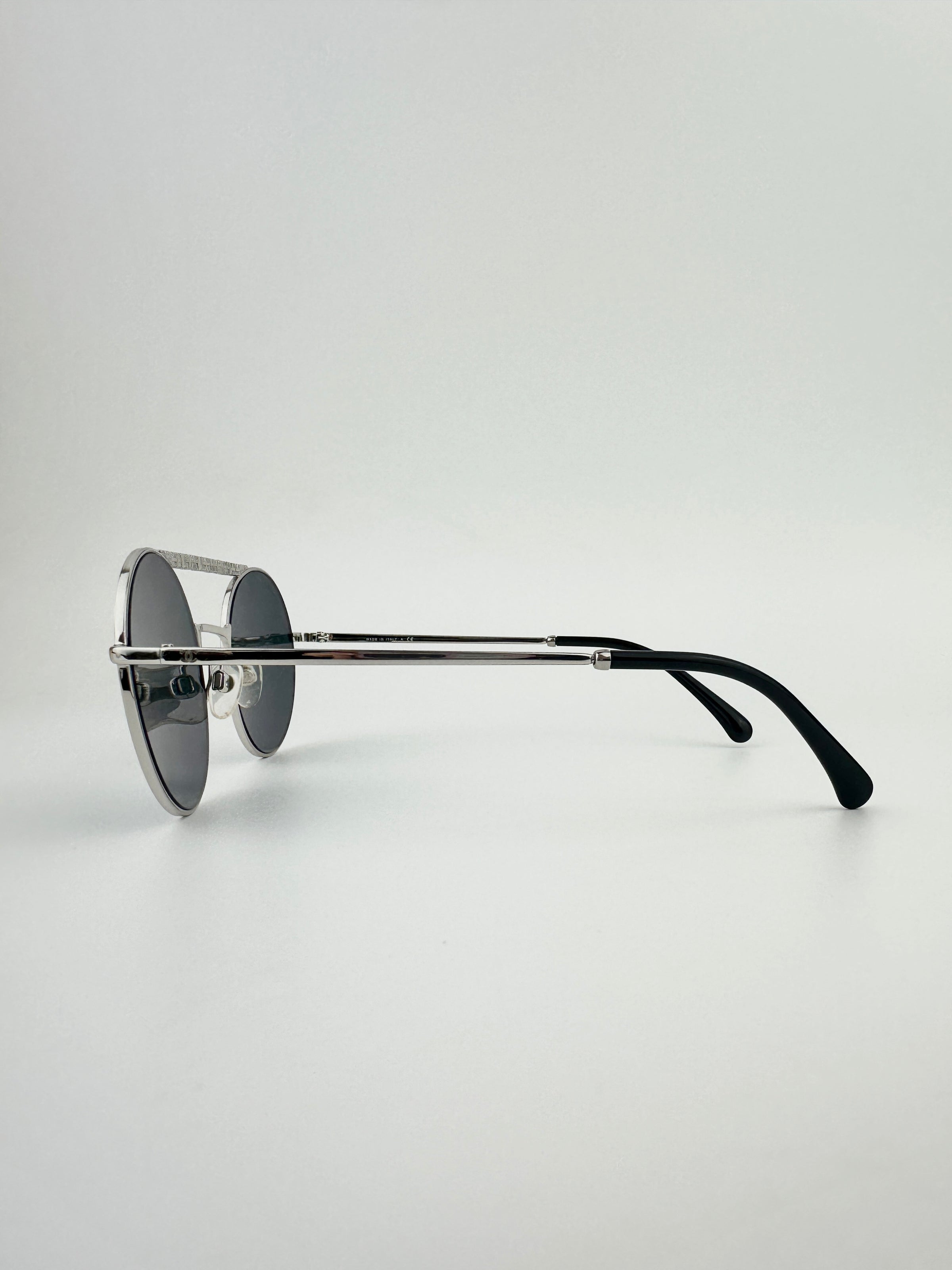 4232 c.124-6G Silver Grey Mirrored Round Pilot Metal Sunglasses