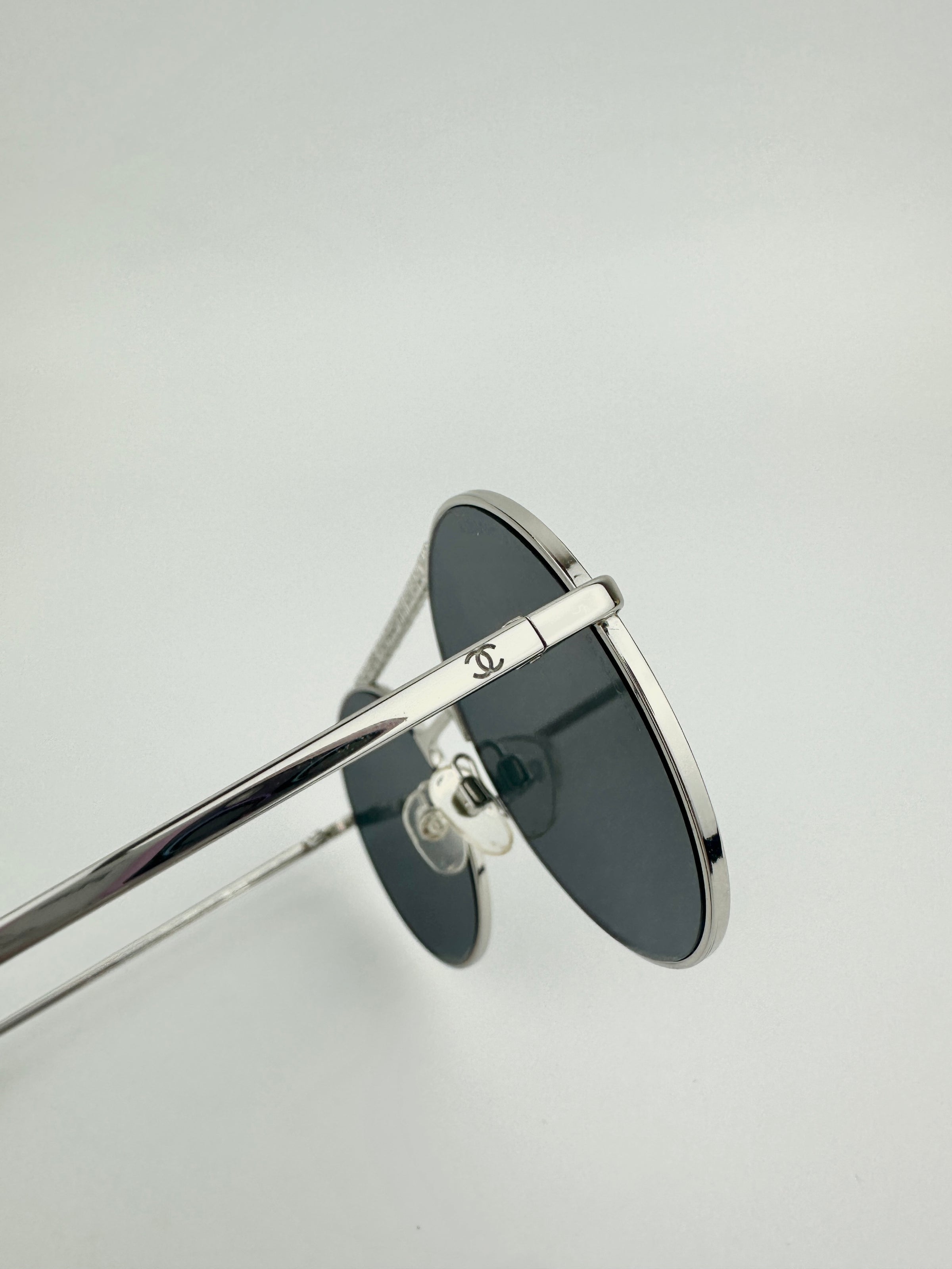 4232 c.124-6G Silver Grey Mirrored Round Pilot Metal Sunglasses