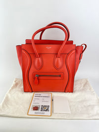 Celine Micro Luggage Tote in Vermillion (Red-Orange)