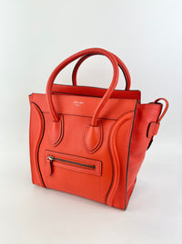 Celine Micro Luggage Tote in Vermillion (Red-Orange)