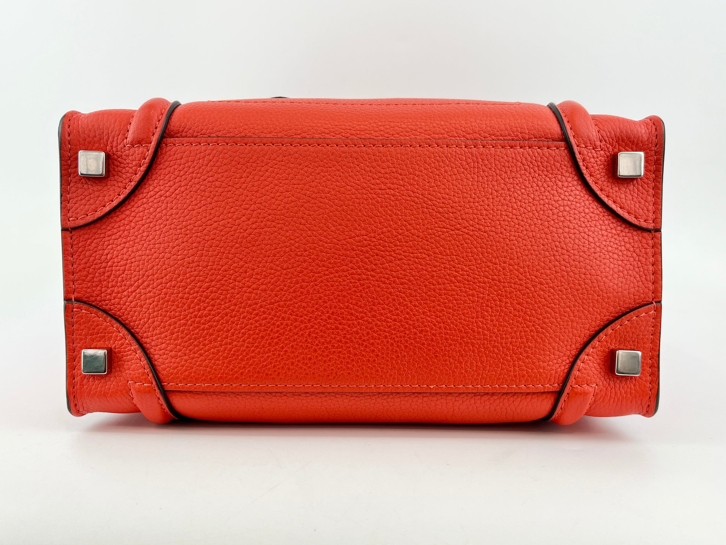 Celine Micro Luggage Tote in Vermillion (Red-Orange)