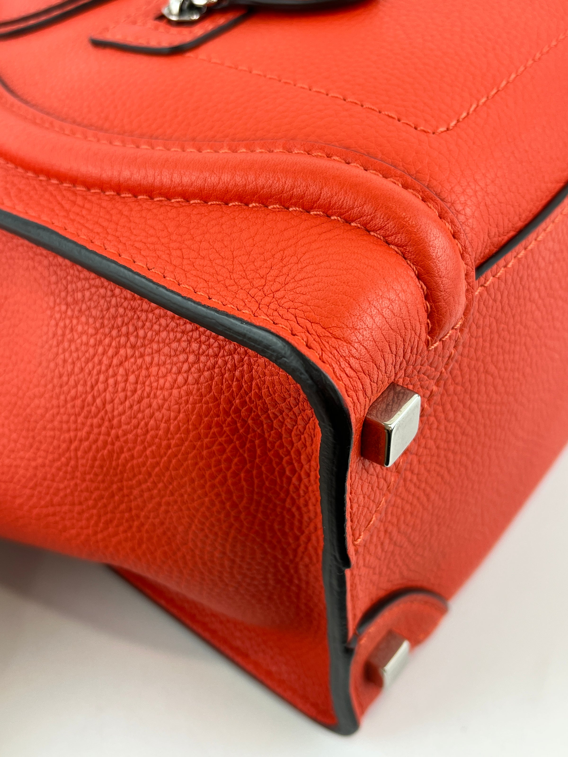 Celine Micro Luggage Tote in Vermillion (Red-Orange)