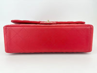 Maxi Double Flap Lambskin Red GHW