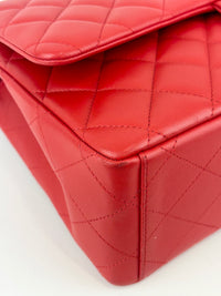 Maxi Double Flap Lambskin Red GHW