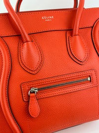 Celine Micro Luggage Tote in Vermillion (Red-Orange)