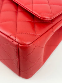 Maxi Double Flap Lambskin Red GHW
