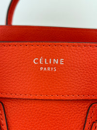 Celine Micro Luggage Tote in Vermillion (Red-Orange)