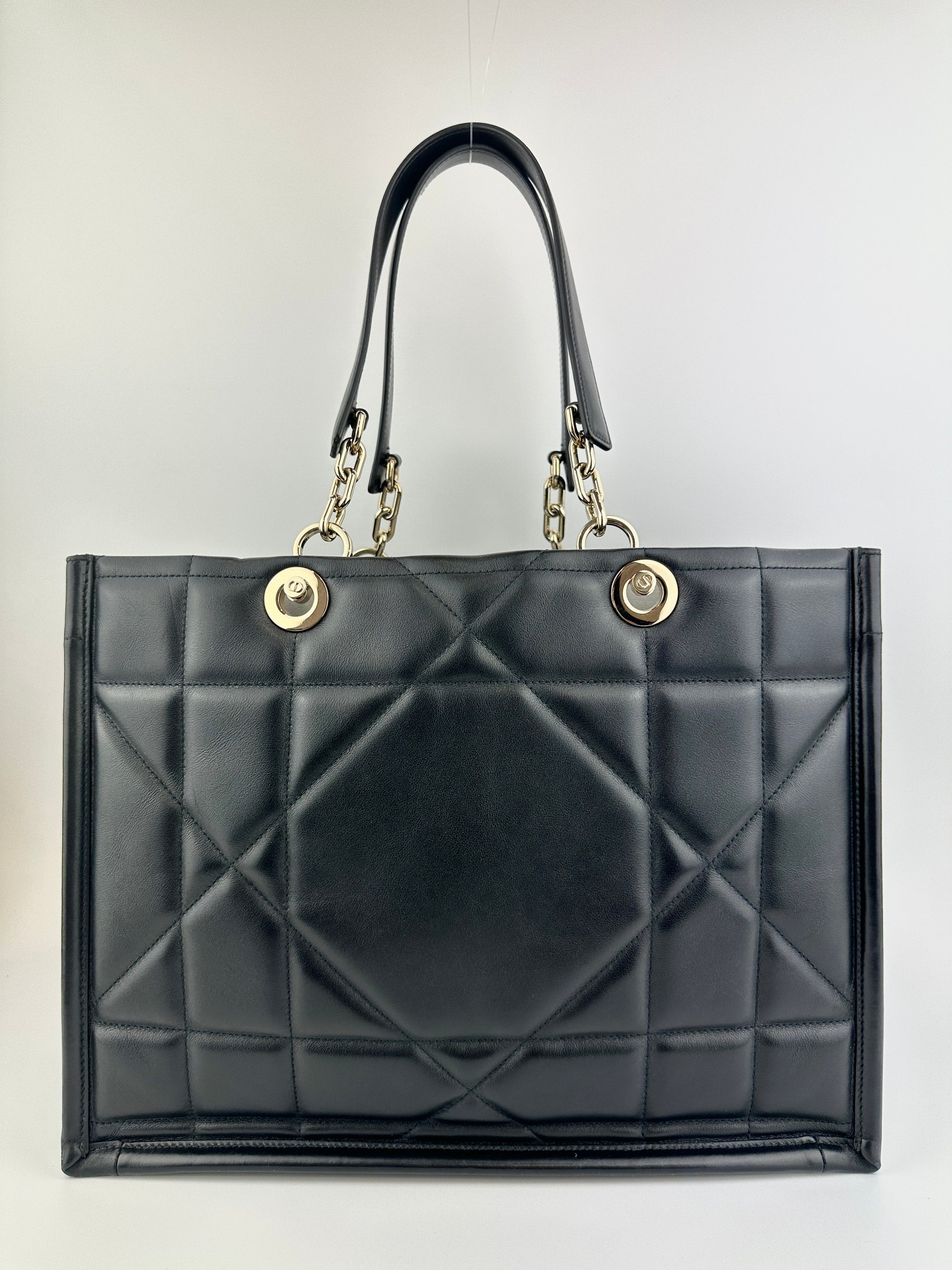 Essential Archi Black Calfskin Leather Cannage Tote Bag