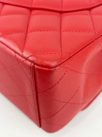 Maxi Double Flap Lambskin Red GHW