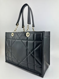 Essential Archi Black Calfskin Leather Cannage Tote Bag