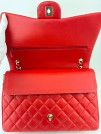 Maxi Double Flap Lambskin Red GHW