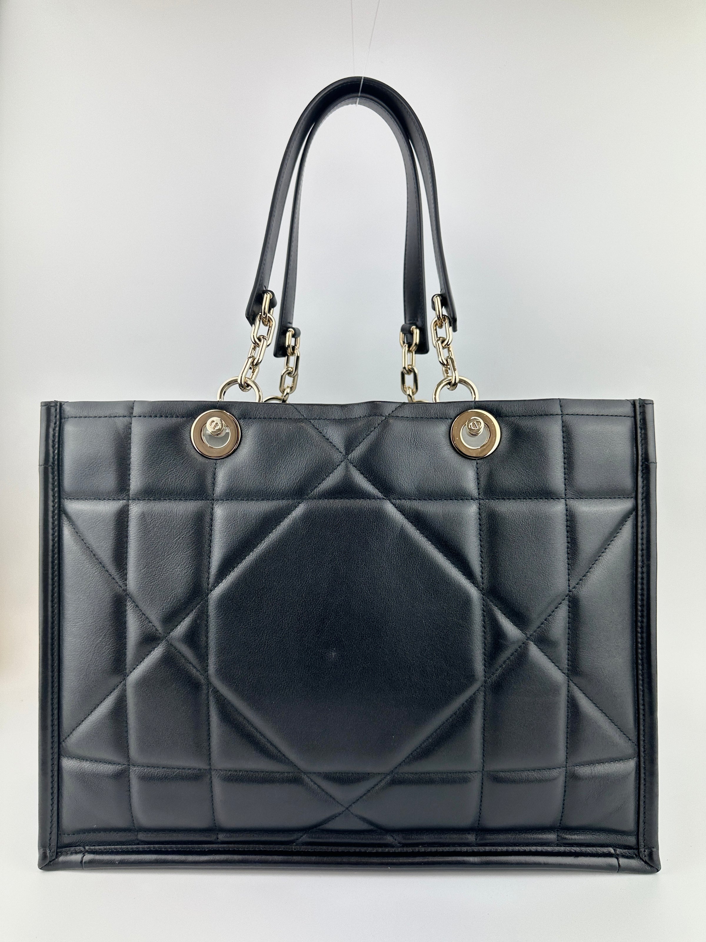 Essential Archi Black Calfskin Leather Cannage Tote Bag