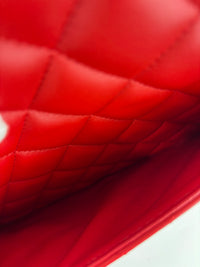 Maxi Double Flap Lambskin Red GHW