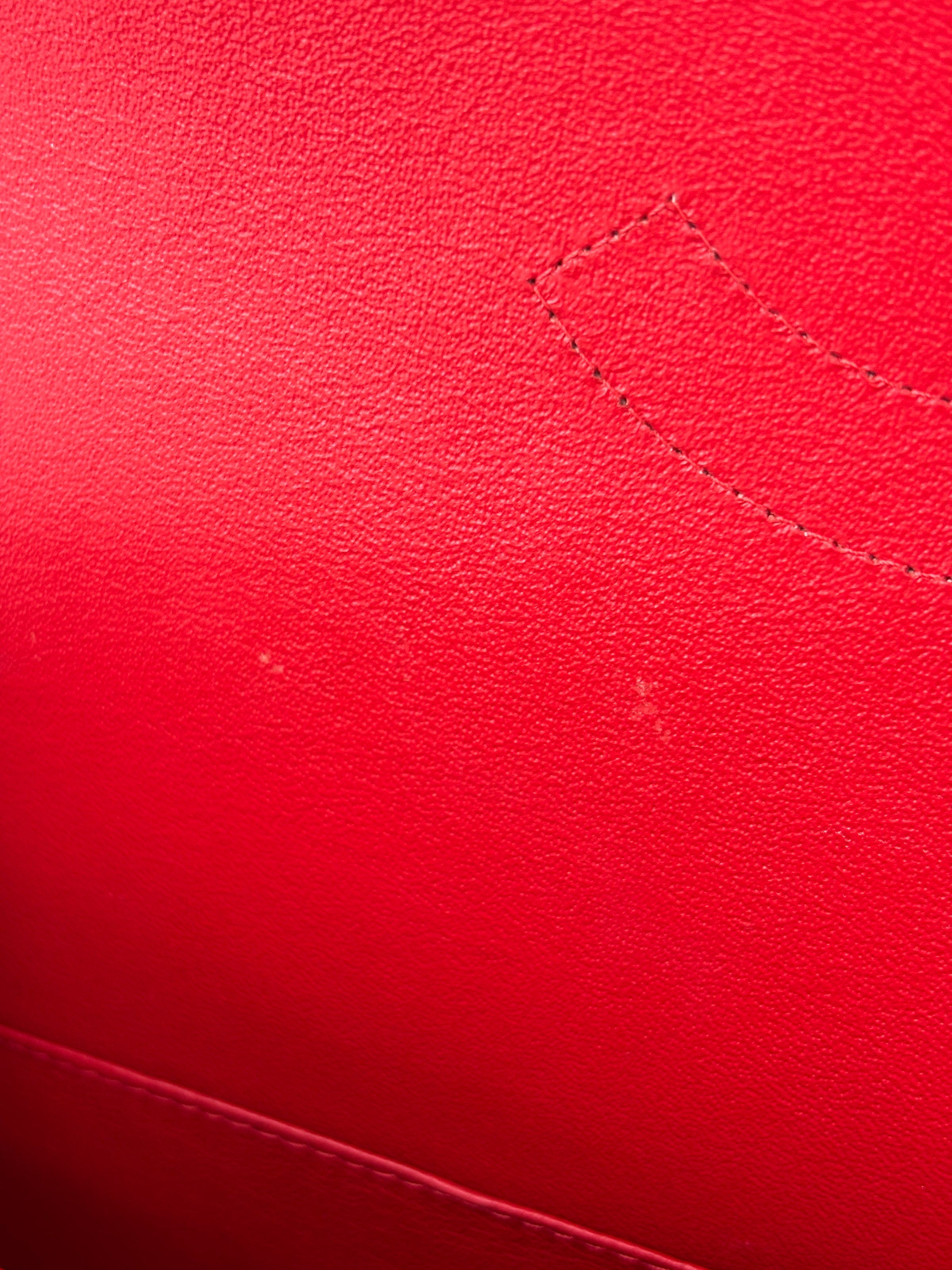 Maxi Double Flap Lambskin Red GHW