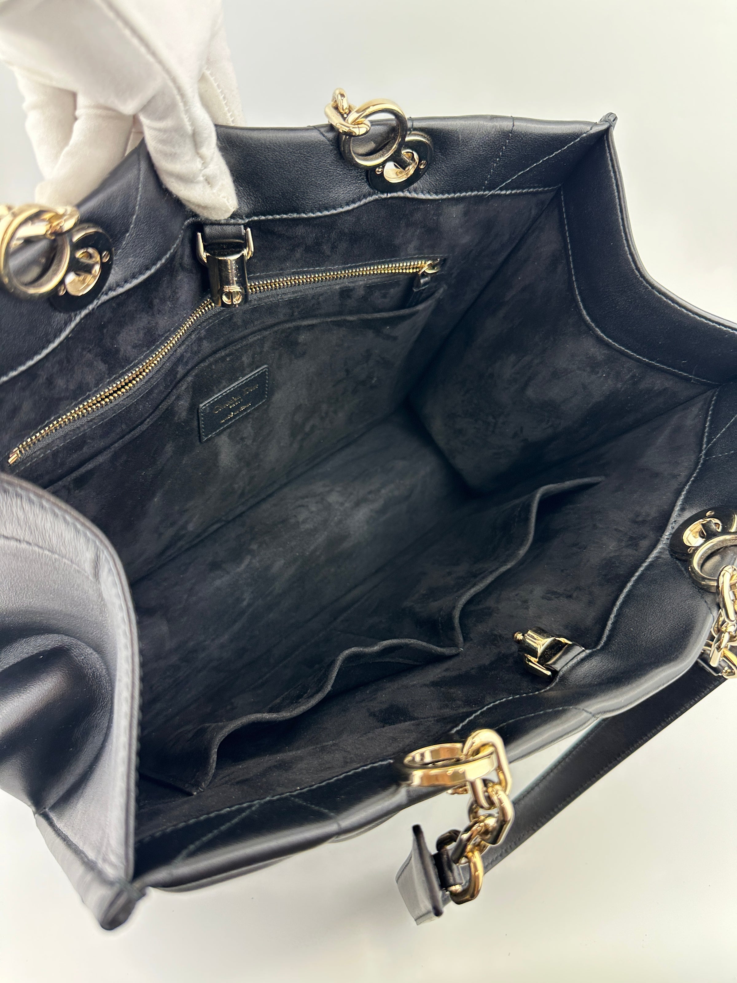 Essential Archi Black Calfskin Leather Cannage Tote Bag