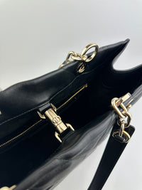 Essential Archi Black Calfskin Leather Cannage Tote Bag