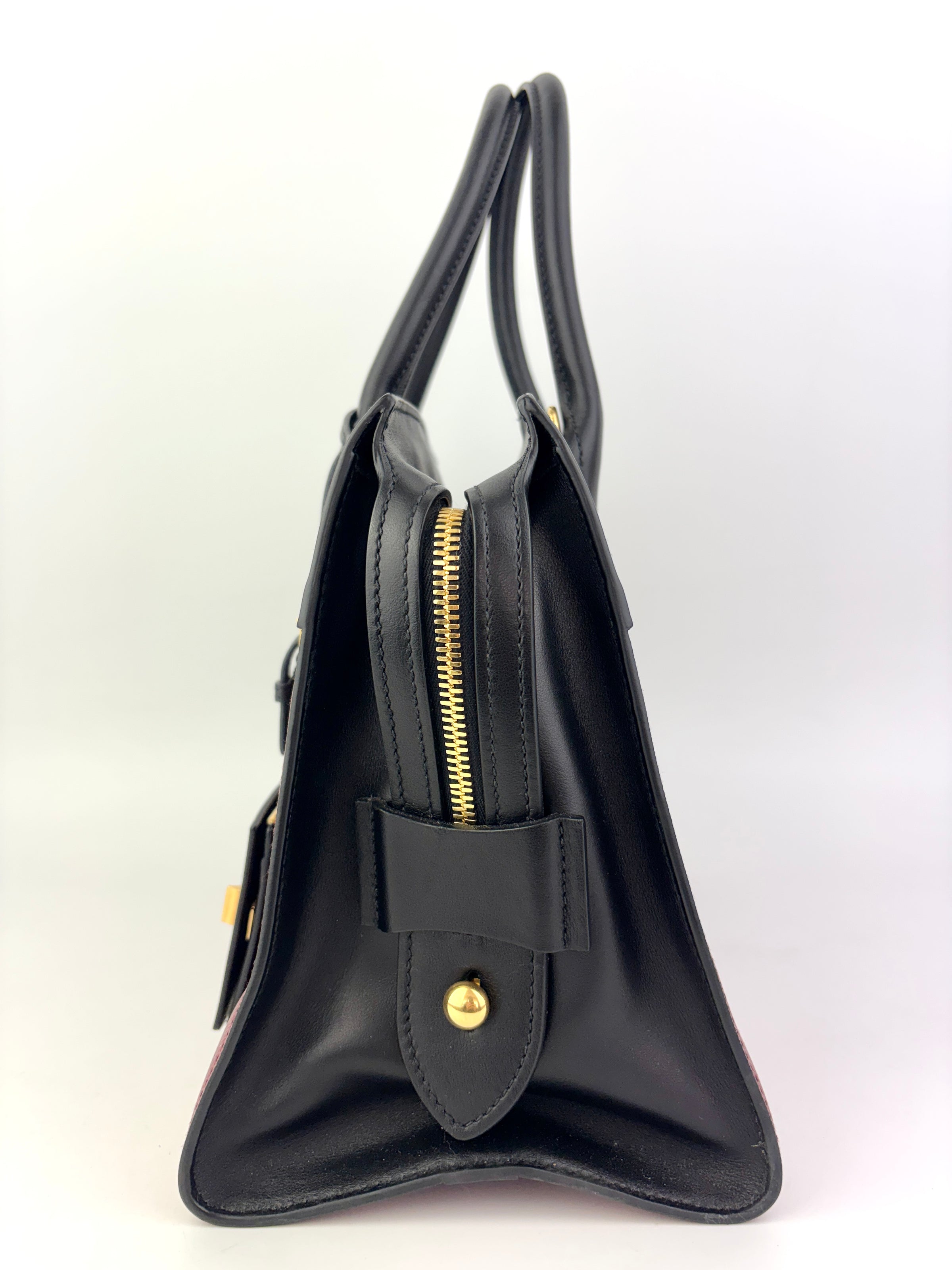 1BA046 Esplanade Satchel Red/Black Saffiano and City Calf Leather