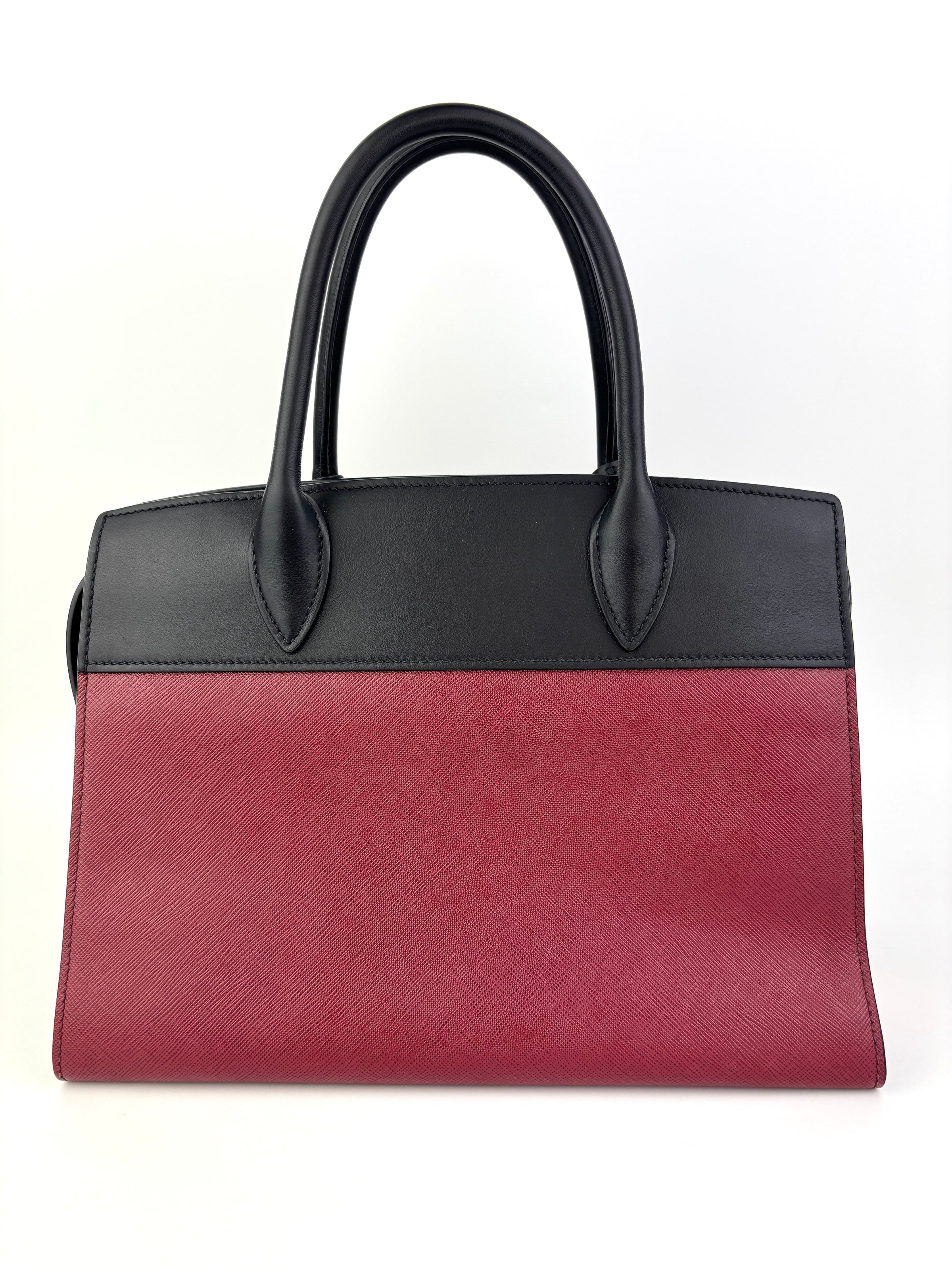 1BA046 Esplanade Satchel Red/Black Saffiano and City Calf Leather