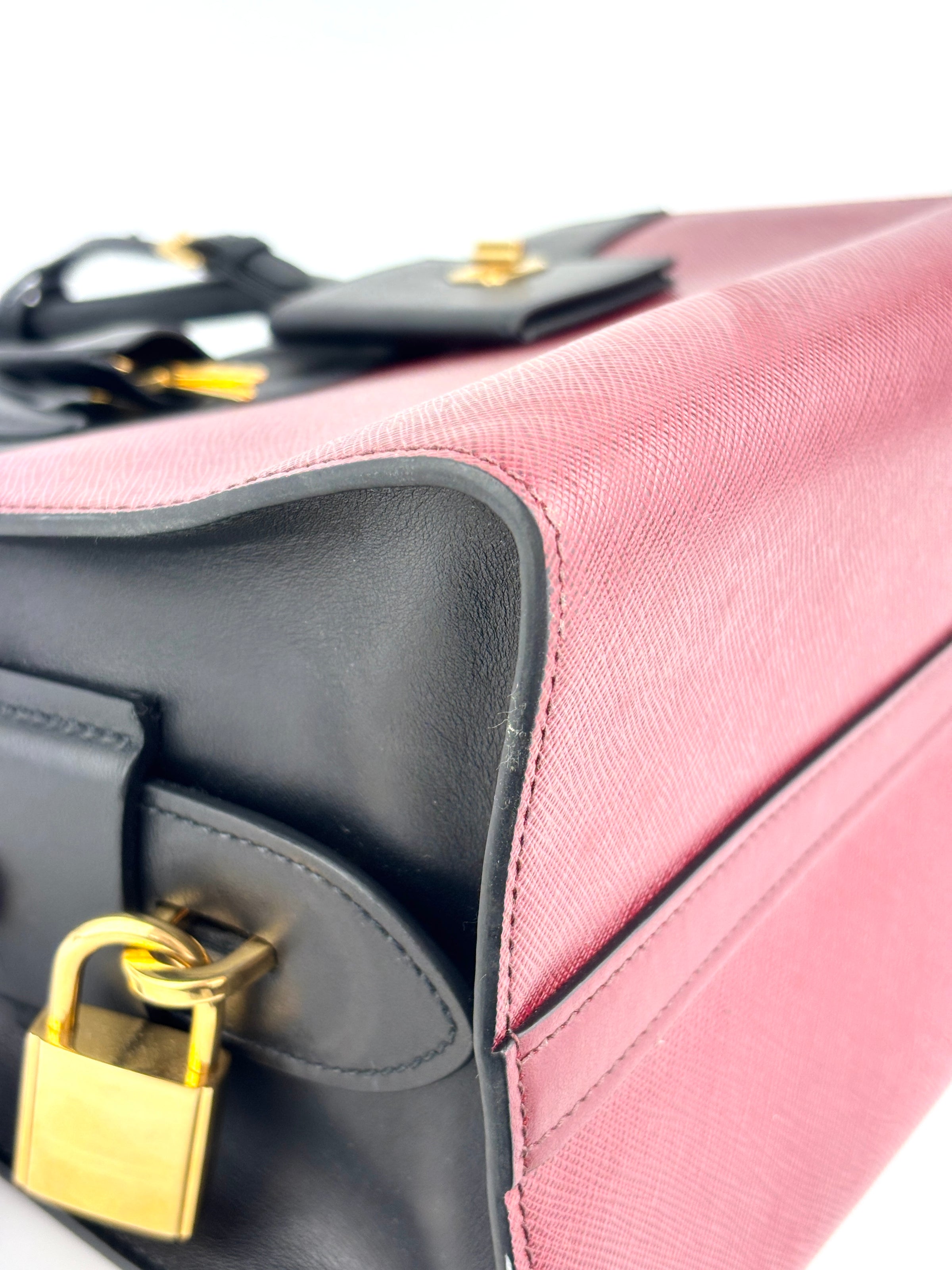 1BA046 Esplanade Satchel Red/Black Saffiano and City Calf Leather